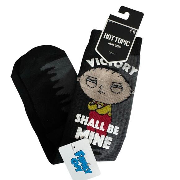 HOT TOPIC FAMILY GUY Crew Socks NWT "Victory Shall Be Mine" Shoe Size 8 - 12 - Picture 3 of 6